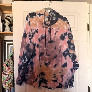 PINK Victoria's Secret Blue and Pink Tie-Dye Hoodie